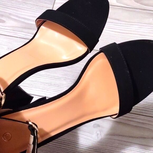 (38-2940) Women's Suede High Heel Open Toe Sz 10 - Picture 7 of 12